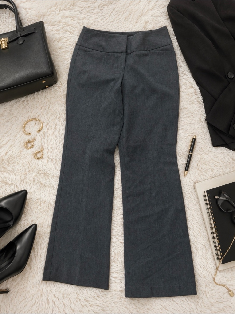 Editor Wide Waistband Pants Charcoal Gray